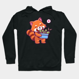 Cute Red Panda Bring Bamboo Hoodie